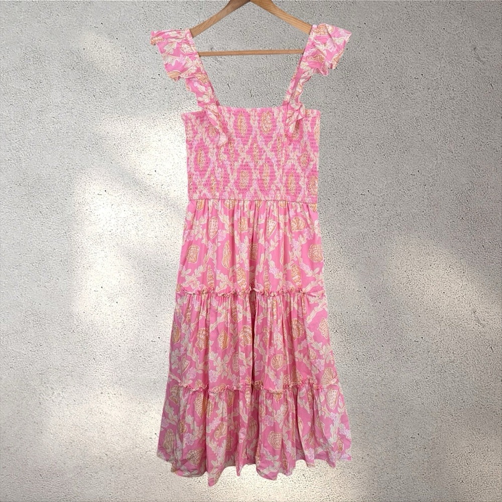 Sail to Sable x Palm Beach Lately Seashell Flutter Sleeve Dress Sz M - Picture 3 of 7